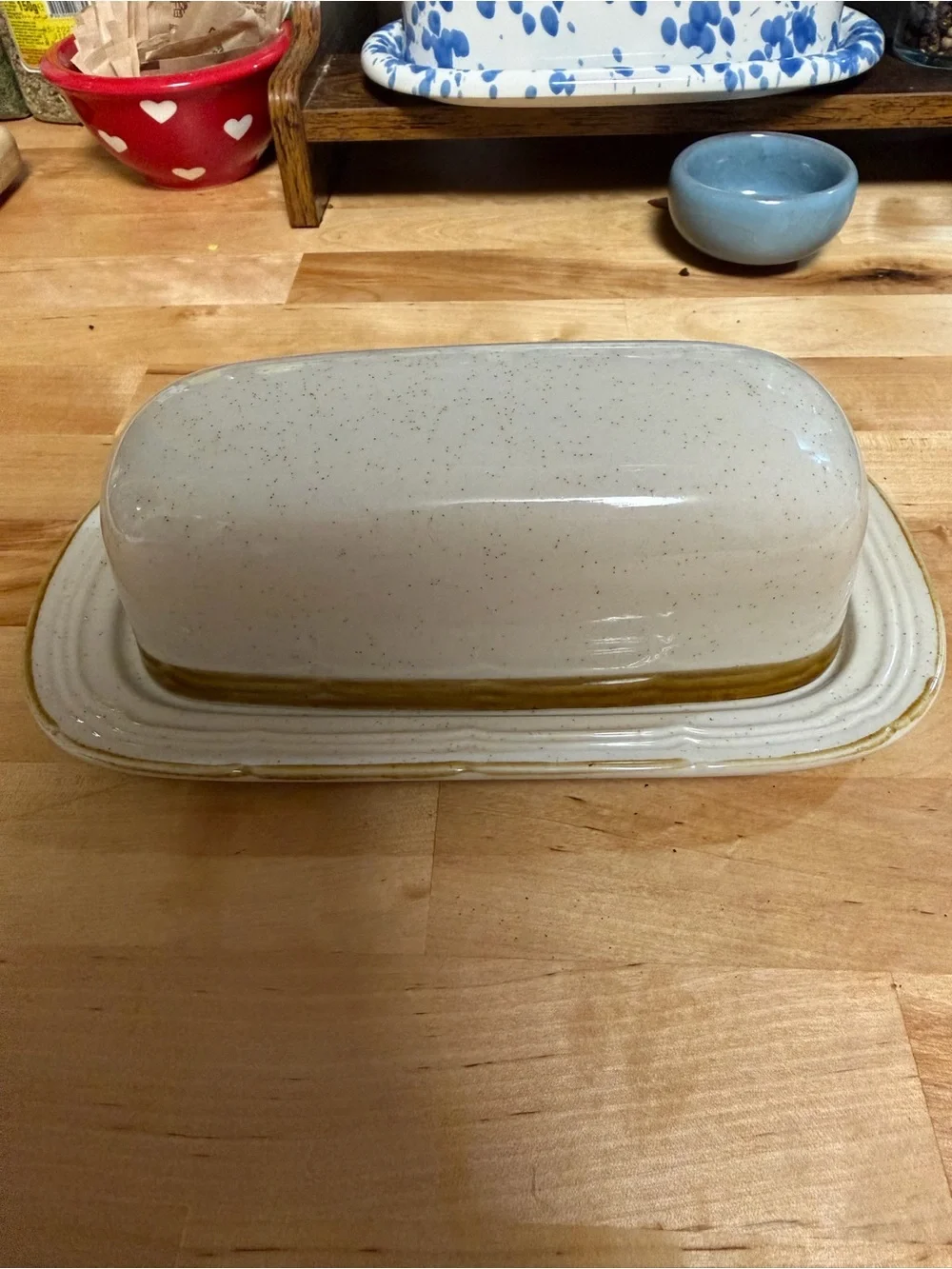 Crown Manor Handpainted Stoneware Butter Dish Japan